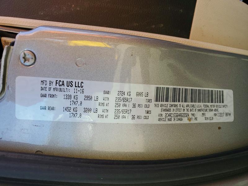 2017 Chrysler Pacifica მანქანა იყიდება აუქციონზე, vin: 2C4RC1EG6HR622324, აუქციონის ნომერი: 70423996