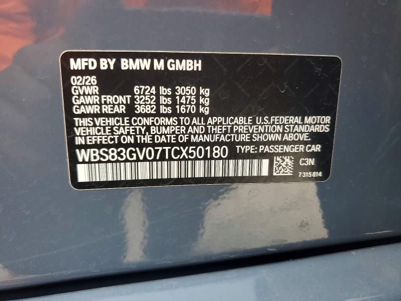 Aukcja sprzedaży 2026 Bmw M5, vin: WBS83GV07TCX50180, numer aukcji: 65138086