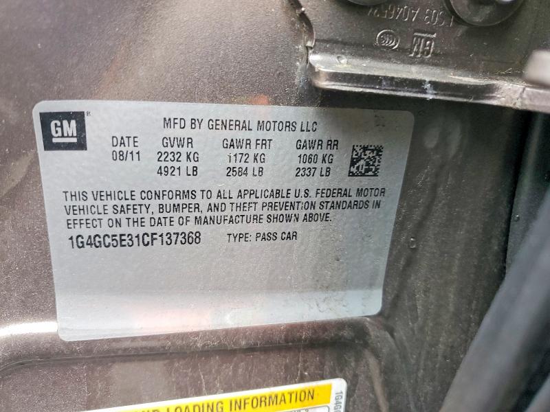 Aukcja sprzedaży 2012 Buick Lacrosse, vin: 1G4GC5E31CF137368, numer aukcji: 65948376