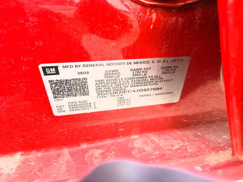Продаж на аукціоні авто 2018 Chevrolet Silverado, vin: 3GCUKREC4JG527684, номер лоту: 69021816