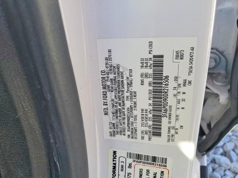 Aukcja sprzedaży 2013 Ford Fusion, vin: 3FA6P0D90DR216506, numer aukcji: 64264366