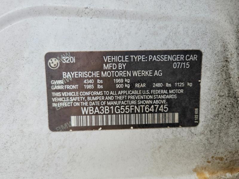 Aukcja sprzedaży 2015 Bmw 320, vin: WBA3B1G55FNT64745, numer aukcji: 69755196