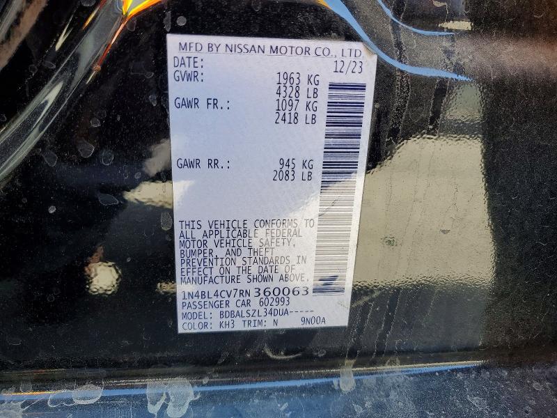Aukcja sprzedaży 2024 Nissan Altima, vin: 1N4BL4CV7RN360063, numer aukcji: 67928546
