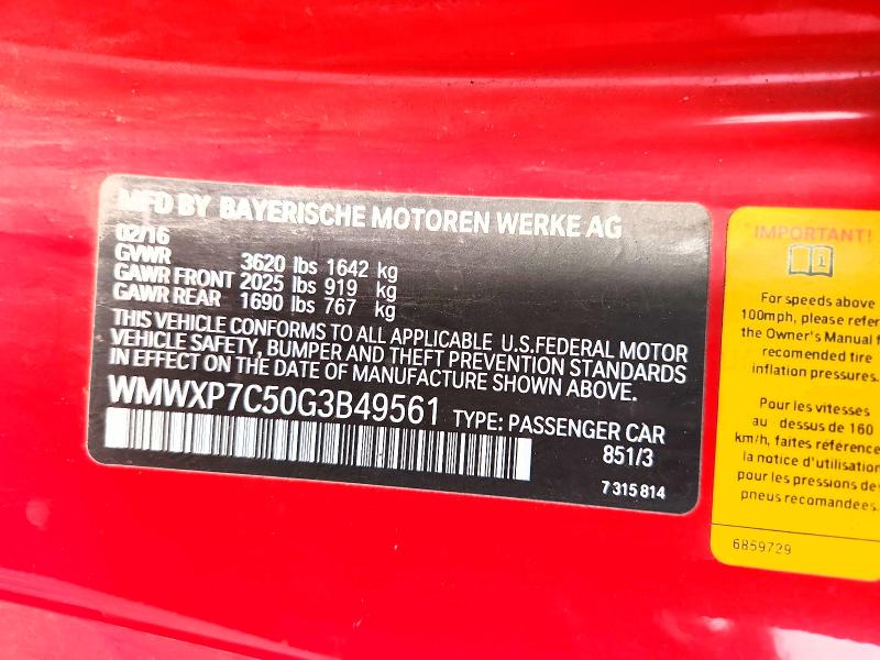 Aukcja sprzedaży 2016 Mini Cooper, vin: WMWXP7C50G3B49561, numer aukcji: 68148426