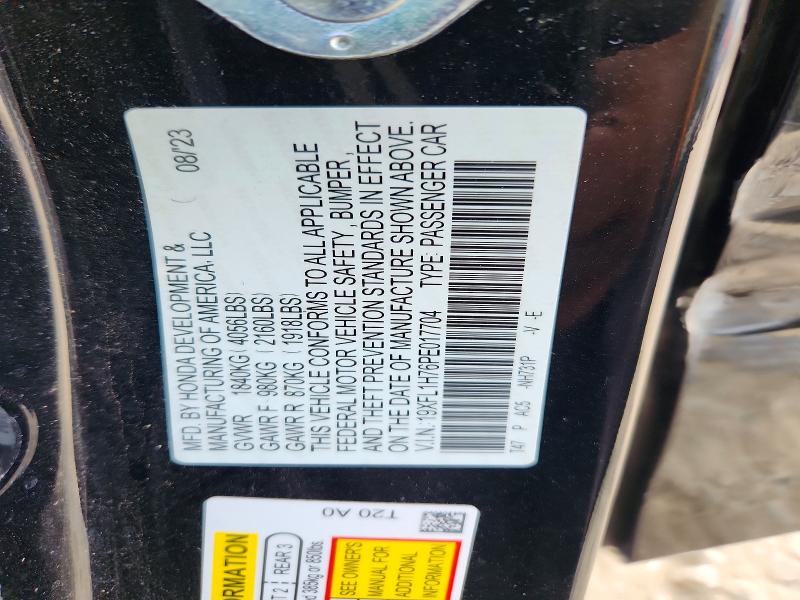 67684356 :رقم المزاد ، 19XFL1H76PE017704 vin ، 2023 Honda Civic مزاد بيع