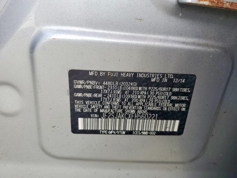 Aukcja sprzedaży 2015 Subaru Forester, vin: JF2SJAKCXFH560221, numer aukcji: 69232156