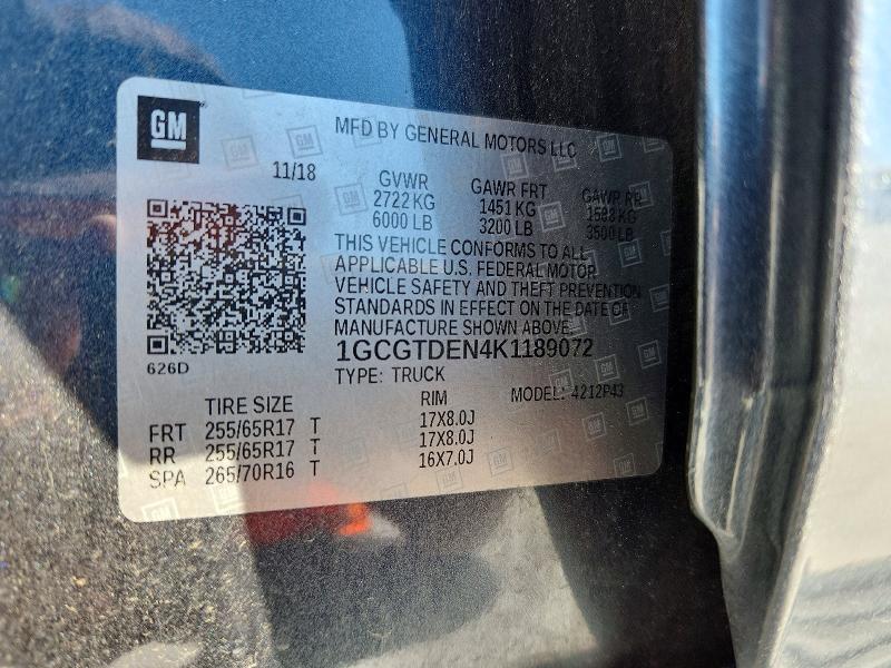 Продаж на аукціоні авто 2019 Chevrolet Colorado, vin: 1GCGTDEN4K1189072, номер лоту: 67702986