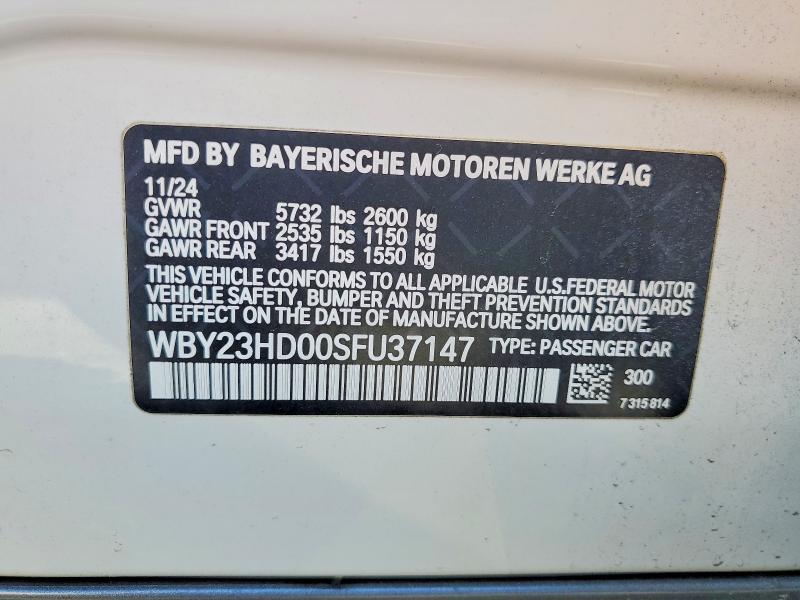 Aukcja sprzedaży 2025 Bmw I4, vin: WBY23HD00SFU37147, numer aukcji: 70569716