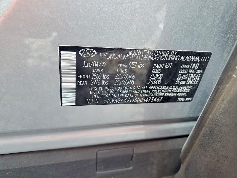 Продажа на аукционе авто 2022 Hyundai Santa Fe, vin: 5NMS64AJ3NH473467, номер лота: 68027316