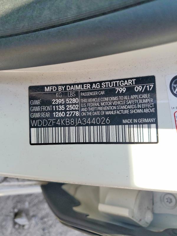 69359496 :رقم المزاد ، WDDZF4KB8JA344026 vin ، 2018 Mercedes-benz E مزاد بيع