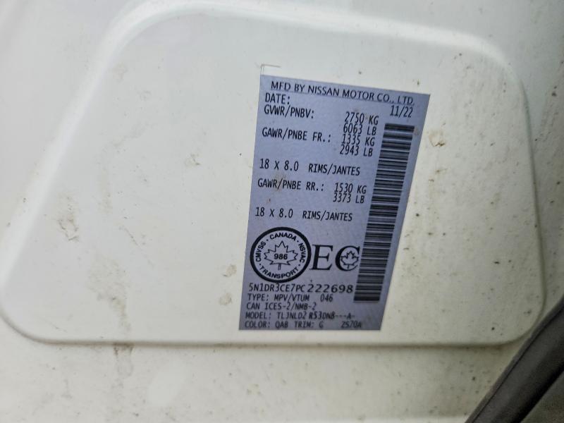 2023 Nissan Pathfinder მანქანა იყიდება აუქციონზე, vin: 5N1DR3CE7PC222698, აუქციონის ნომერი: 69223576