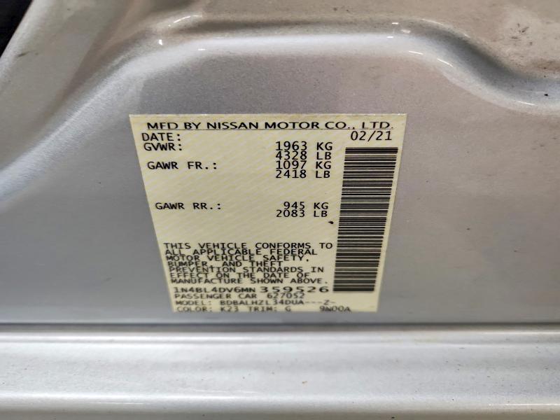 Продажа на аукционе авто 2021 Nissan Altima, vin: 1N4BL4DV6MN359526, номер лота: 71027096