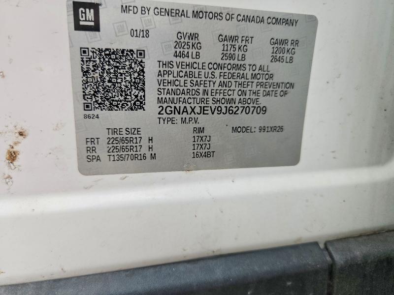 68321876 :رقم المزاد ، 2GNAXJEV9J6270709 vin ، 2018 Chevrolet Equinox مزاد بيع