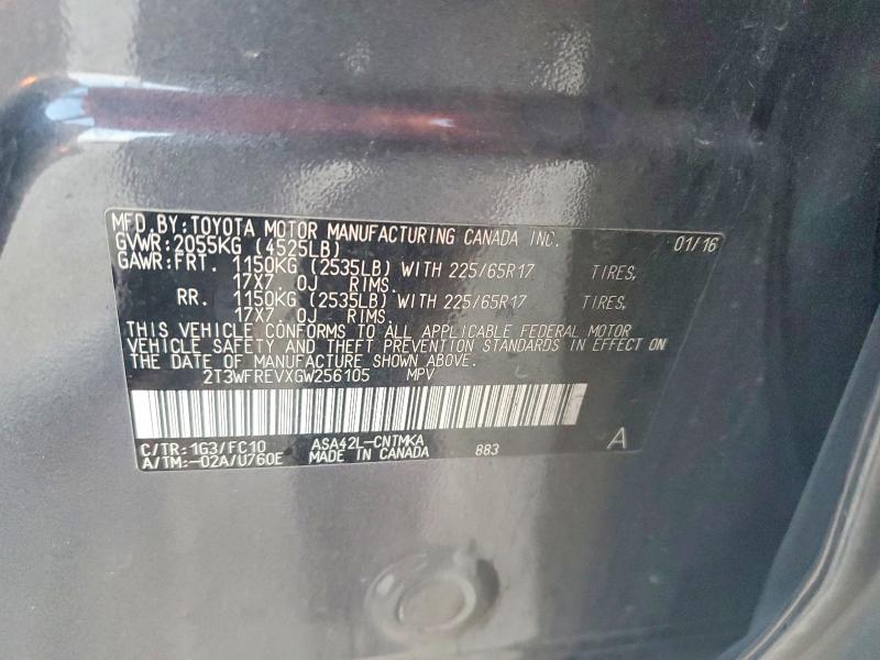 Aukcja sprzedaży 2016 Toyota Rav4, vin: 2T3WFREVXGW256105, numer aukcji: 70486536
