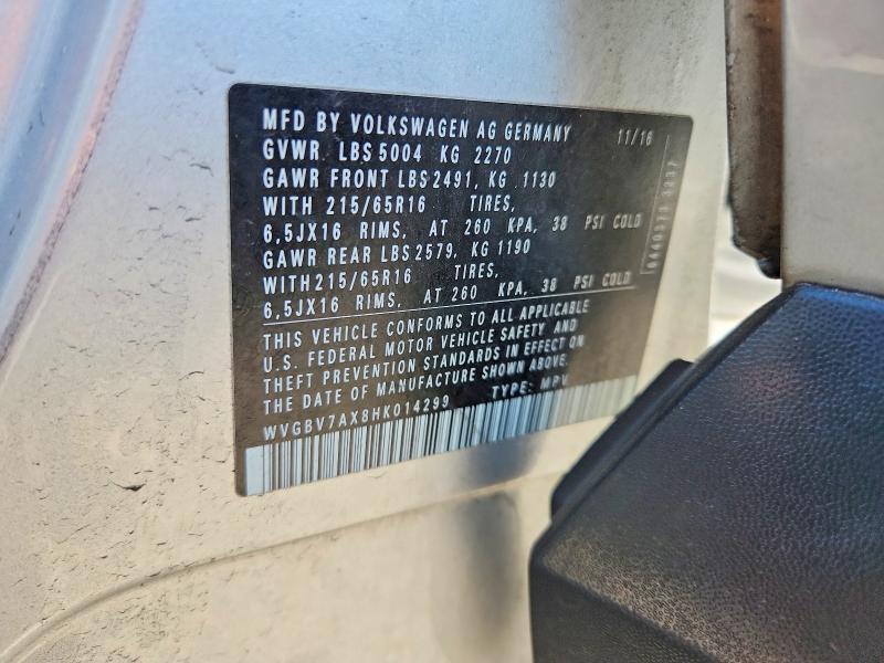 Продаж на аукціоні авто 2017 Volkswagen Tiguan, vin: WVGBV7AX8HK014299, номер лоту: 68266116