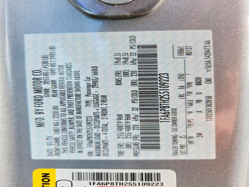 Продаж на аукціоні авто 2025 Ford Mustang, vin: 1FA6P8TH2S5109223, номер лоту: 69301456
