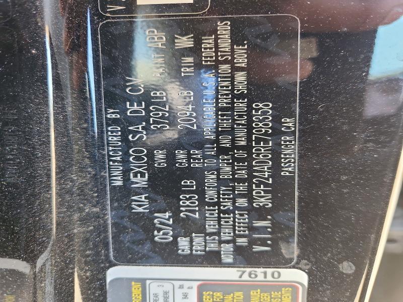 Aukcja sprzedaży 2024 Kia Forte, vin: 3KPF24AD6RE798358, numer aukcji: 67219936
