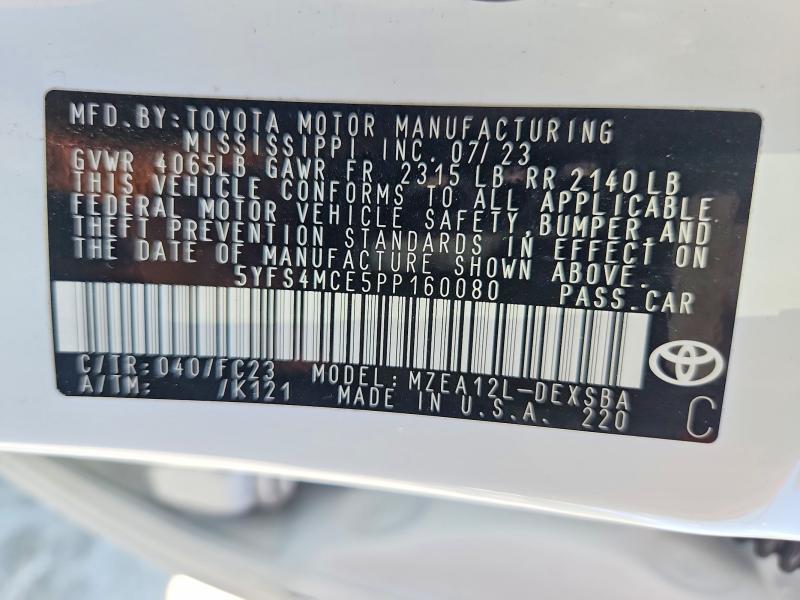 Aukcja sprzedaży 2023 Toyota Corolla, vin: 5YFS4MCE5PP160080, numer aukcji: 67968256