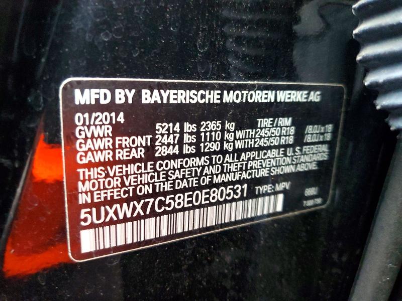 Aukcja sprzedaży 2014 Bmw X3, vin: 5UXWX7C58E0E80531, numer aukcji: 67721486
