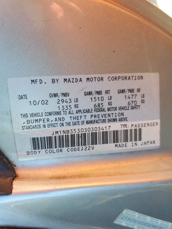 Продаж на аукціоні авто 2003 Mazda Mx-5 Miata, vin: JM1NB353030303417, номер лоту: 67663866