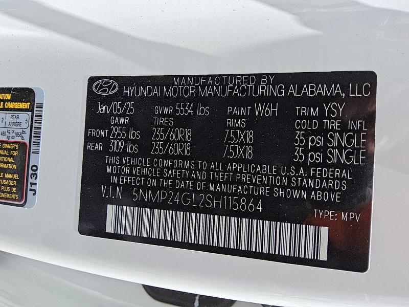 Продаж на аукціоні авто 2025 Hyundai Santa Fe, vin: 5NMP24GL2SH115864, номер лоту: 64534286