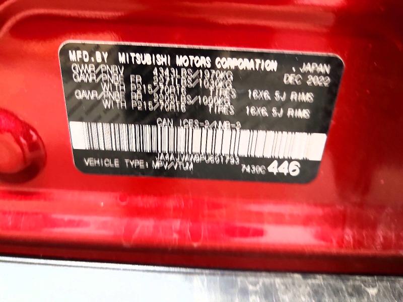 2023 Mitsubishi Rvr მანქანა იყიდება აუქციონზე, vin: JA4AJVAW9PU601793, აუქციონის ნომერი: 69498166