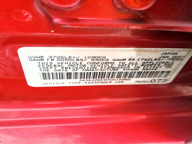 Aukcja sprzedaży 2007 Mitsubishi Lancer, vin: JA3AJ26E97U016960, numer aukcji: 69032586