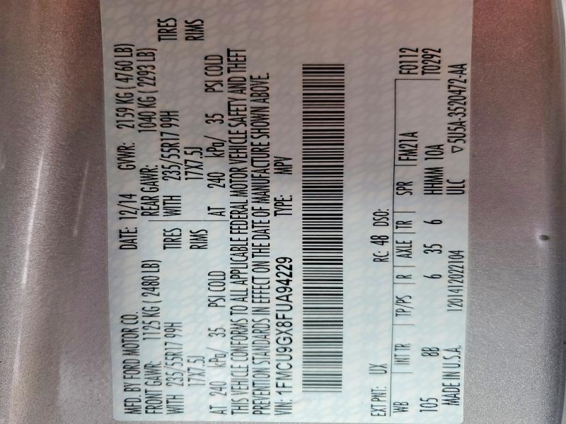 66562106 :رقم المزاد ، 1FMCU9GX8FUA94229 vin ، 2015 Ford Escape مزاد بيع