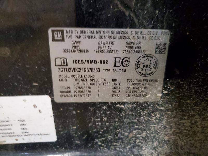 Aukcja sprzedaży 2015 Gmc Sierra, vin: 3GTU2VEC2FG378353, numer aukcji: 67335886