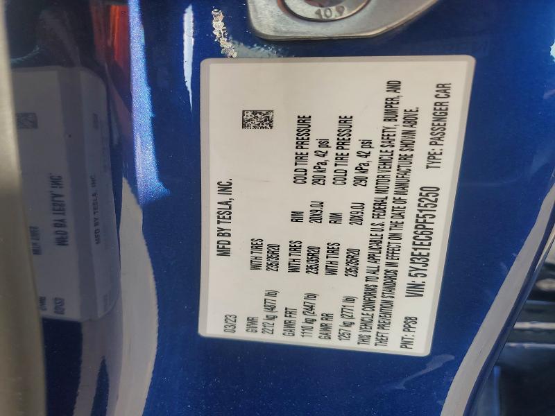 67700516 :رقم المزاد ، 5YJ3E1EC6PF515250 vin ، 2023 Tesla Model 3 مزاد بيع