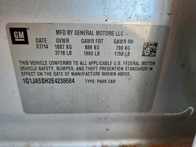 Продаж на аукціоні авто 2014 Chevrolet Sonic, vin: 1G1JA5SH2E4238684, номер лоту: 68182666