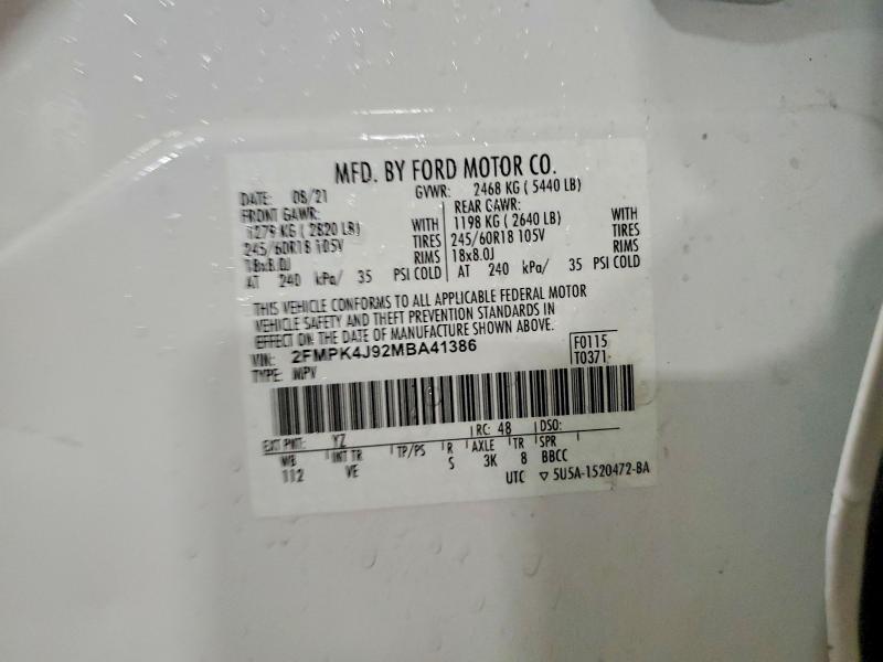 Auction sale of the 2021 Ford Edge, vin: 2FMPK4J92MBA41386, lot number: 67599606