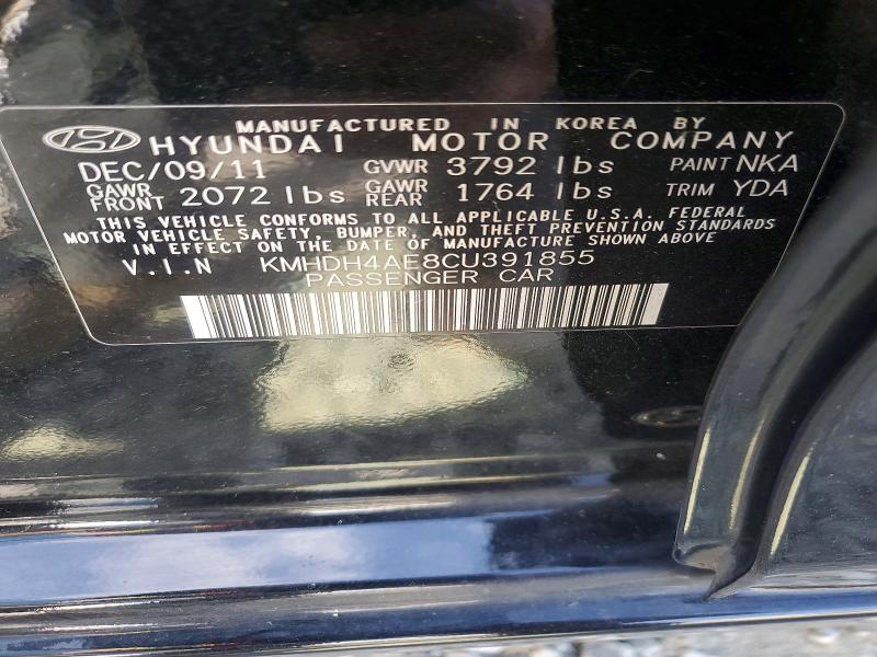 Aukcja sprzedaży 2012 Hyundai Elantra, vin: KMHDH4AE8CU391855, numer aukcji: 69975186