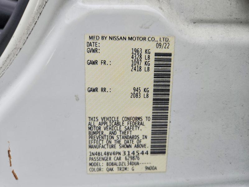 2023 Nissan Altima მანქანა იყიდება აუქციონზე, vin: 1N4BL4BV4PN314544, აუქციონის ნომერი: 69948116
