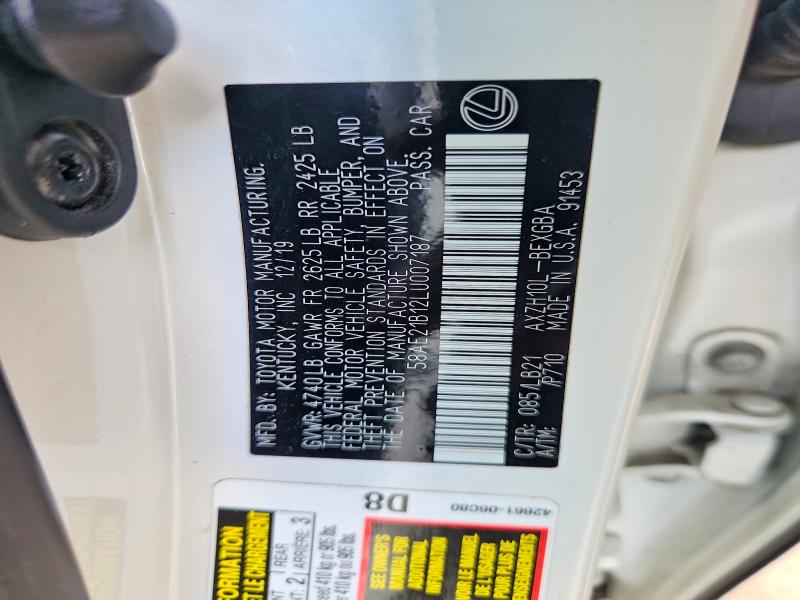 Продажа на аукционе авто 2020 Lexus Es, vin: 58AE21B12LU007187, номер лота: 69978196