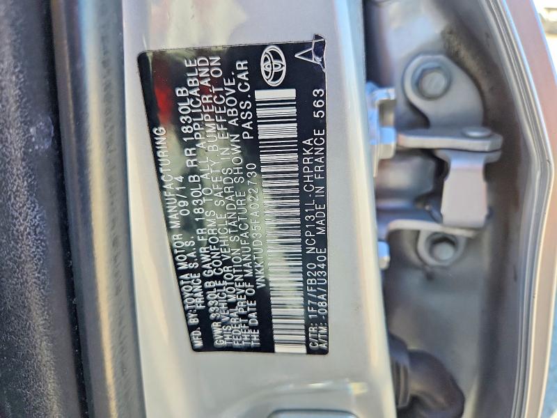 70864616 :رقم المزاد ، VNKKTUD35FA022730 vin ، 2015 Toyota Yaris مزاد بيع