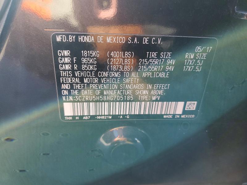 69447456 :رقم المزاد ، 3CZRU5H58HG705185 vin ، 2017 Honda Hr-v مزاد بيع