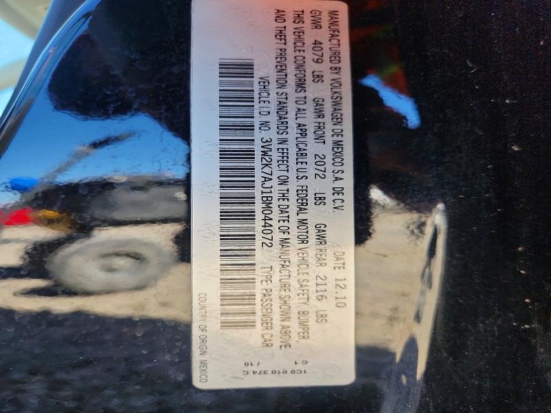68809296 :رقم المزاد ، 3VW2K7AJ1BM044072 vin ، 2011 Volkswagen Jetta مزاد بيع