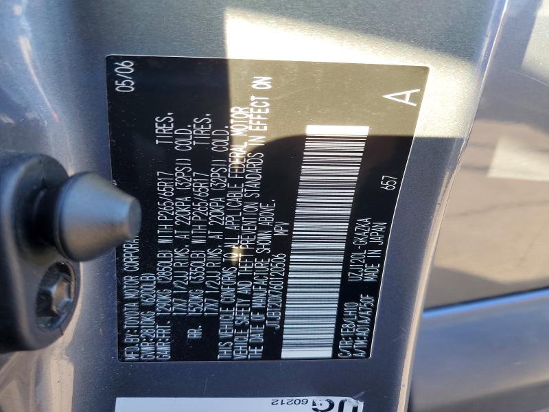 Aukcja sprzedaży 2006 Lexus Gx, vin: JTJBT20X760120506, numer aukcji: 68220036