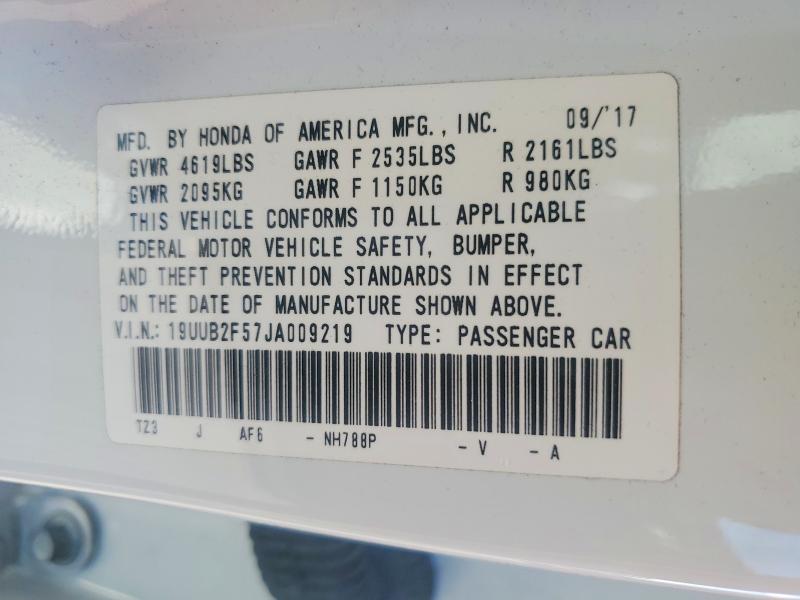 Auction sale of the 2018 Acura Tlx, vin: 19UUB2F57JA009219, lot number: 68035606