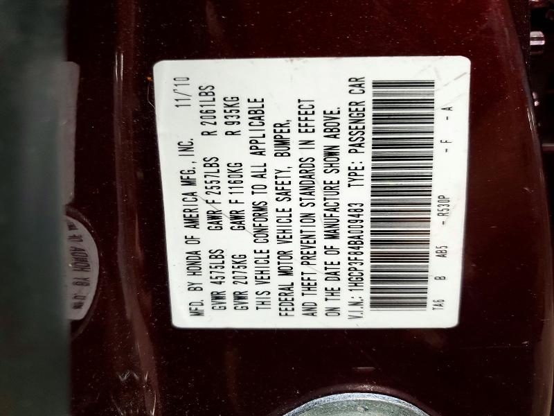 Aukcja sprzedaży 2011 Honda Accord, vin: 1HGCP3F84BA009483, numer aukcji: 68984586
