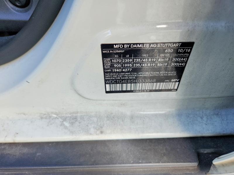 Aukcja sprzedaży 2017 Mercedes-benz Gla, vin: WDCTG4EB5HJ333868, numer aukcji: 70945636