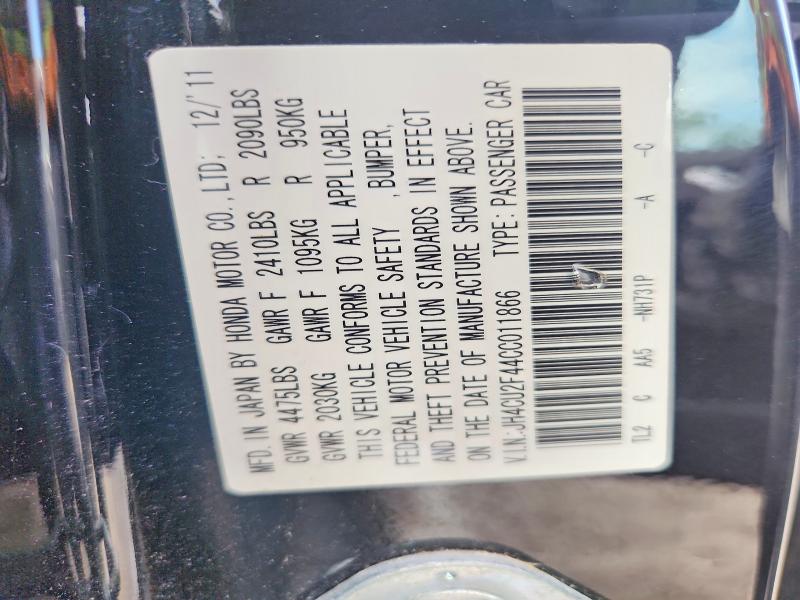 Продаж на аукціоні авто 2012 Acura Tsx, vin: JH4CU2F44CC011866, номер лоту: 67540446