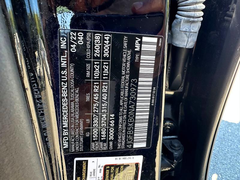 63161256 :رقم المزاد ، 4JGFB5KB0NA730973 vin ، 2022 Mercedes-benz Gle مزاد بيع