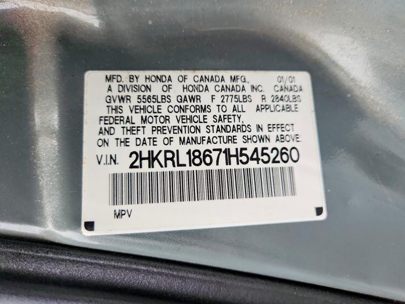 Aukcja sprzedaży 2001 Honda Odyssey, vin: 2HKRL18671H545260, numer aukcji: 69619006