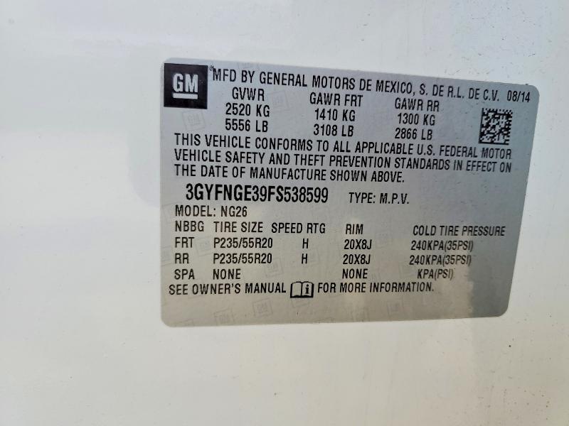 Продажа на аукционе авто 2015 Cadillac Srx, vin: 3GYFNGE39FS538599, номер лота: 66764896