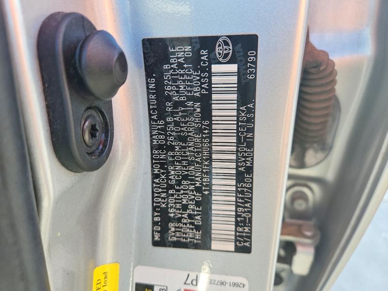 2017 Toyota Camry მანქანა იყიდება აუქციონზე, vin: 4T1BF1FK1HU661476, აუქციონის ნომერი: 70066386