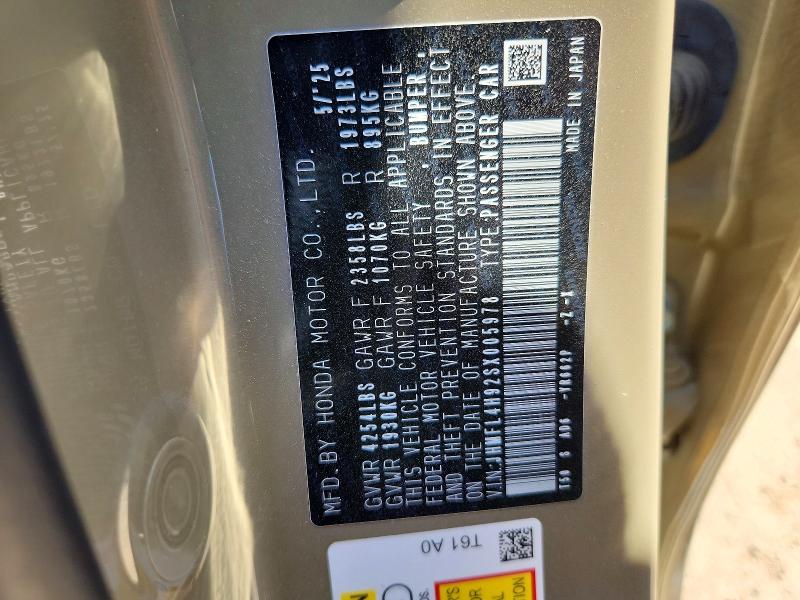 2025 Honda Civic მანქანა იყიდება აუქციონზე, vin: JHMFL4H92SX005978, აუქციონის ნომერი: 68737276
