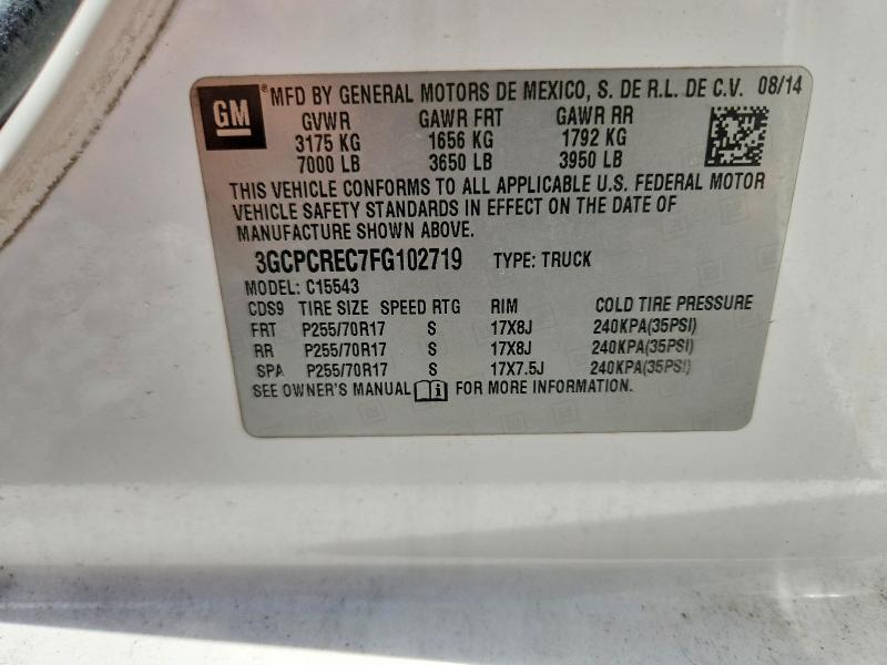 69111616 :رقم المزاد ، 3GCPCREC7FG102719 vin ، 2015 Chevrolet Silverado مزاد بيع