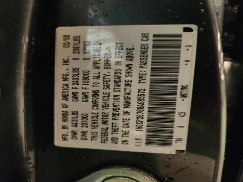 70259466 :رقم المزاد ، 1HGCP26768A085572 vin ، 2008 Honda Accord مزاد بيع